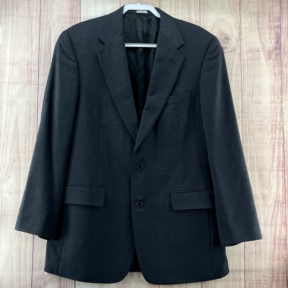 Brooks Brothers 346 Wool Sport Coat Gray Plaid Blazer Jacket 2 Button Sz 41 L